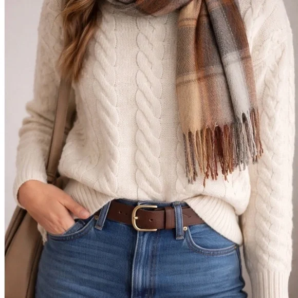 Madewell XS Cream Cable Knit Mock Neck Sweater Classic Cozy Pullover - Picture 8 of 8